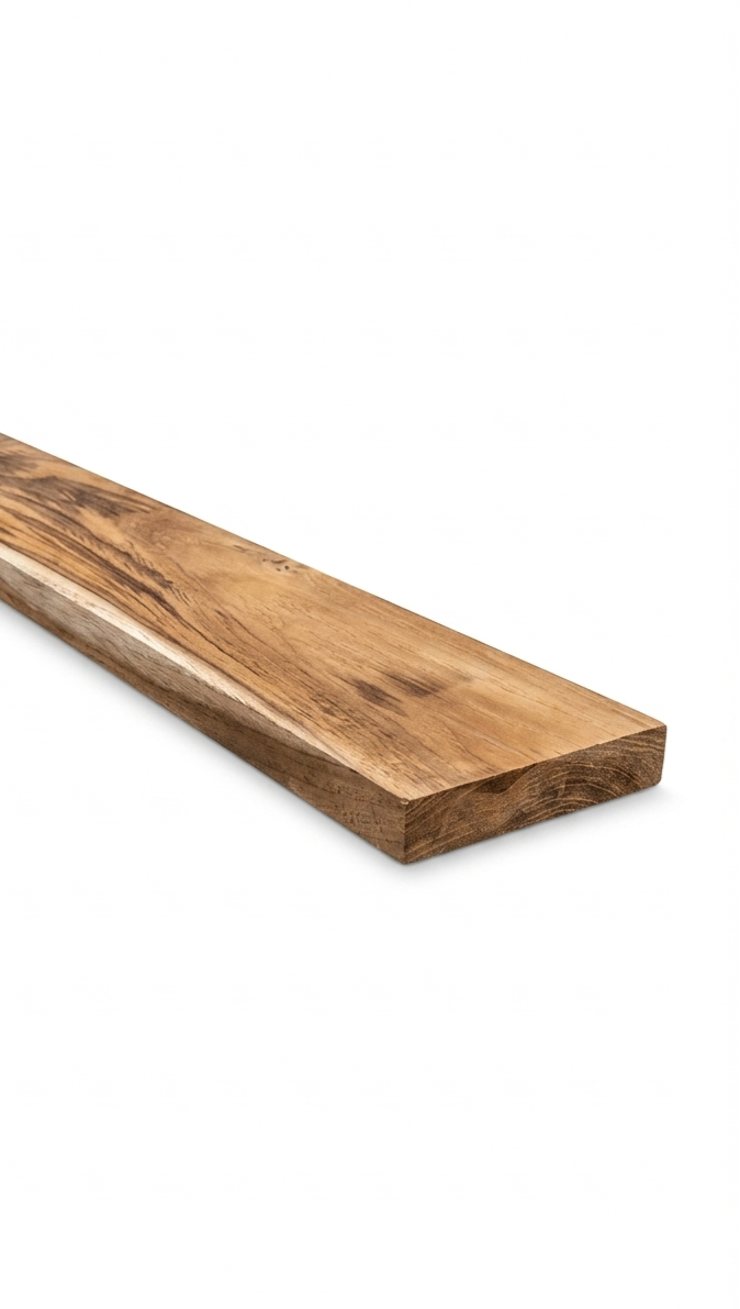 Ecuadorian teak board shown on a white background — Platinum Luxury Teak