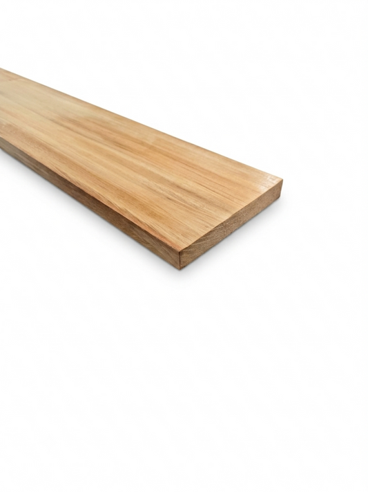 3/4 in thick Ecuadorian teak board shown on a white background — Teak Lumber 4–6 ft, Platinum Luxury Teak