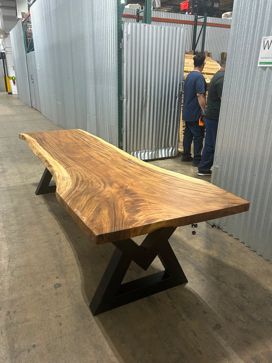 Single-slab Saman monkeypod live-edge table, Slab No. 13 — Platinum Luxury Teak, Lincolnwood IL