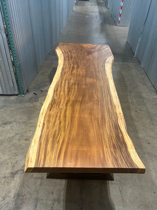 Single-slab Saman monkeypod live-edge table, Slab No. 14 — Platinum Luxury Teak, Lincolnwood IL