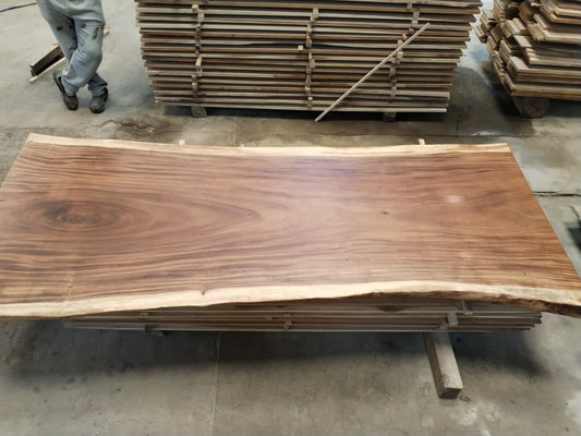 Single-slab Saman monkeypod live-edge top, Slab No. 10 — Platinum Luxury Teak