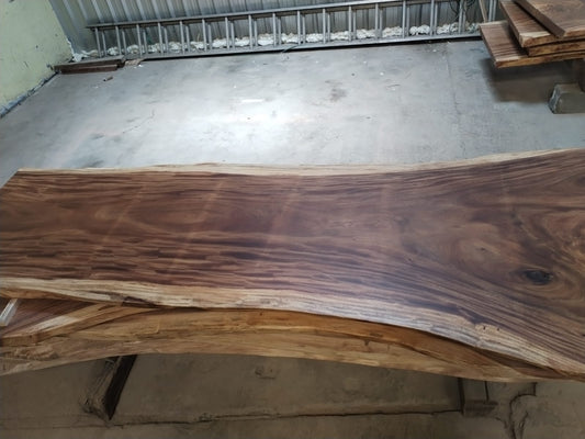 Single-slab Saman monkeypod live-edge top, Slab No. 11 — Platinum Luxury Teak