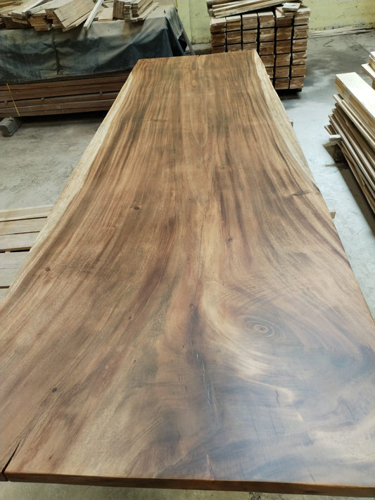 Single-slab Saman monkeypod live-edge top, Slab No. 20 — Platinum Luxury Teak