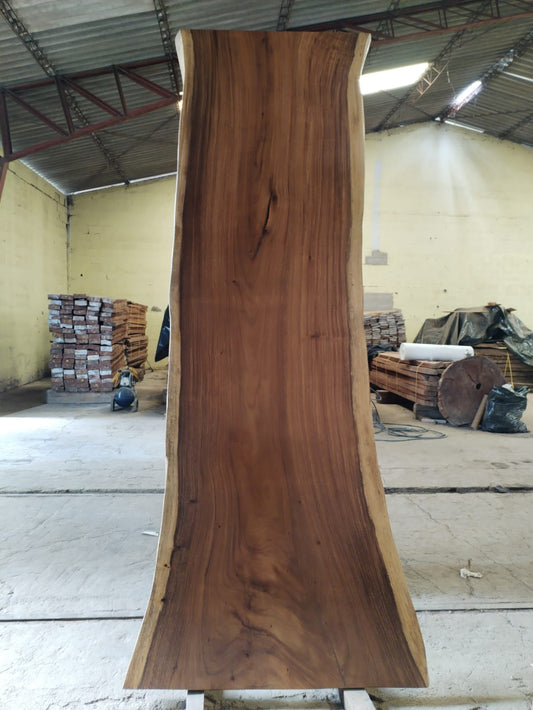 Single-slab Saman monkeypod live-edge top, Slab No. 01 — Platinum Luxury Teak