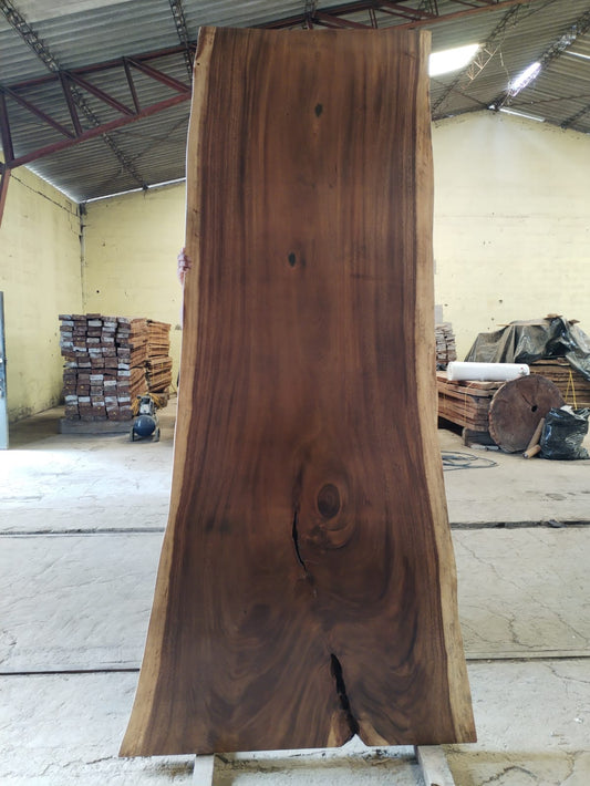 Single-slab Saman monkeypod live-edge top, Slab No. 02 — Platinum Luxury Teak