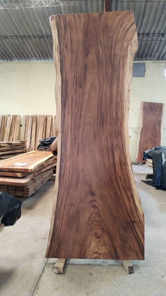 Single-slab Saman monkeypod live-edge top, Slab No. 18 — Platinum Luxury Teak