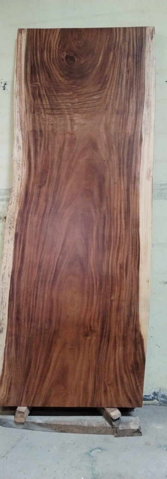 Single-slab Saman monkeypod live-edge top, 10 ft, no seams along its length — Platinum Luxury Teak, Chicago
