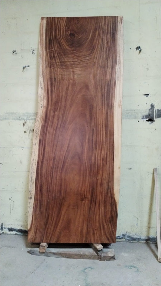 Single-slab Saman monkeypod live-edge top, Slab No. 17 — Platinum Luxury Teak